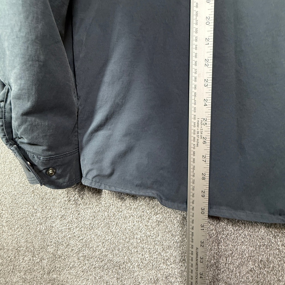 Eddie Bauer Jacket Mens L Fleece Lined Canvas Shirt Blue Gray Plaid Large - Picture 6 of 7